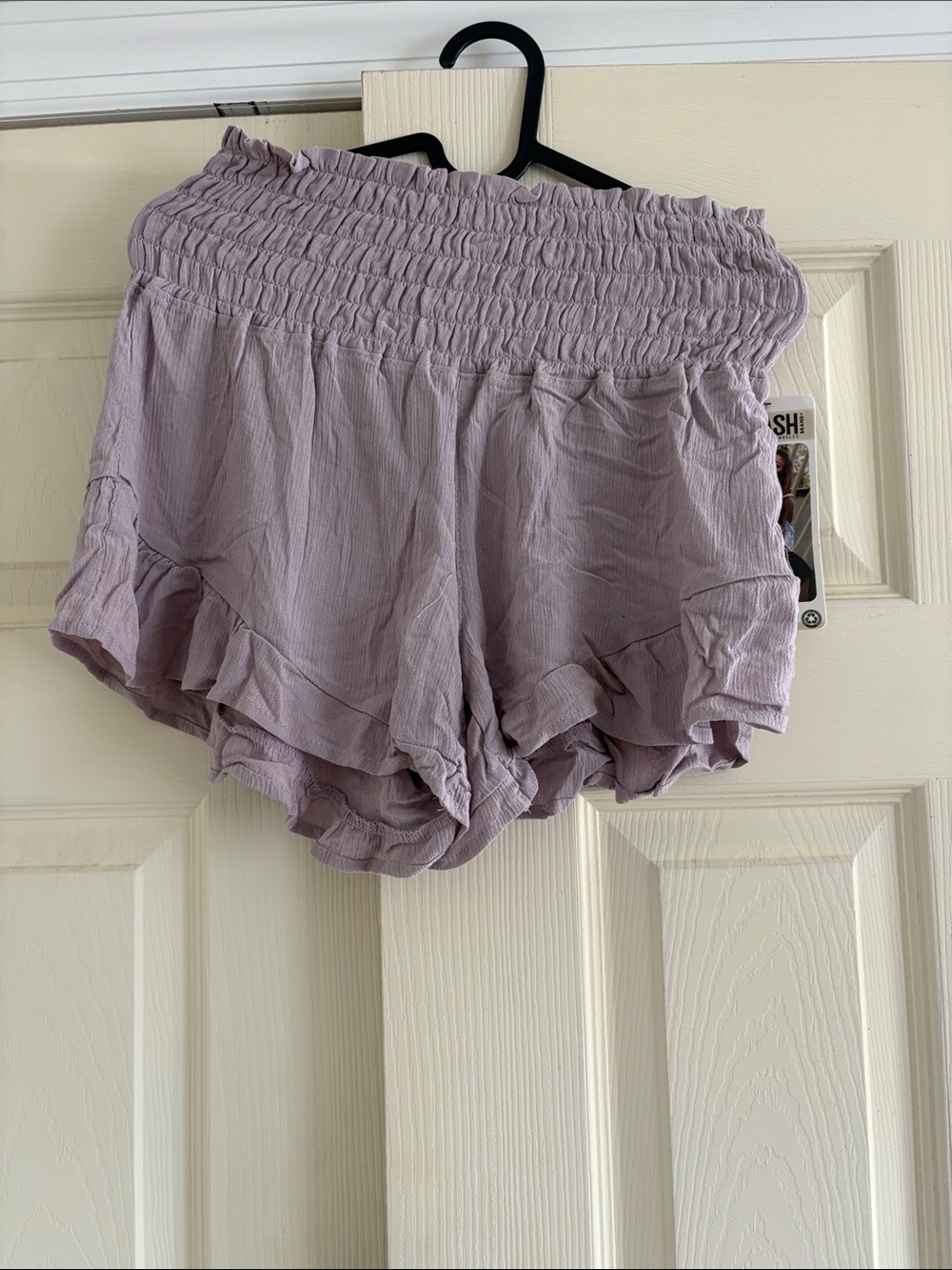 Rewash Lilac Smocked High-Waist Ruffle Shorts